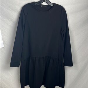 Zara small Black Long Sleeve drip waist Dress